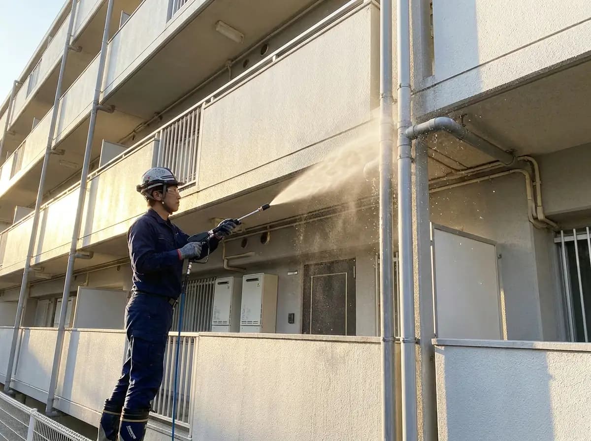 外部配管の高圧洗浄