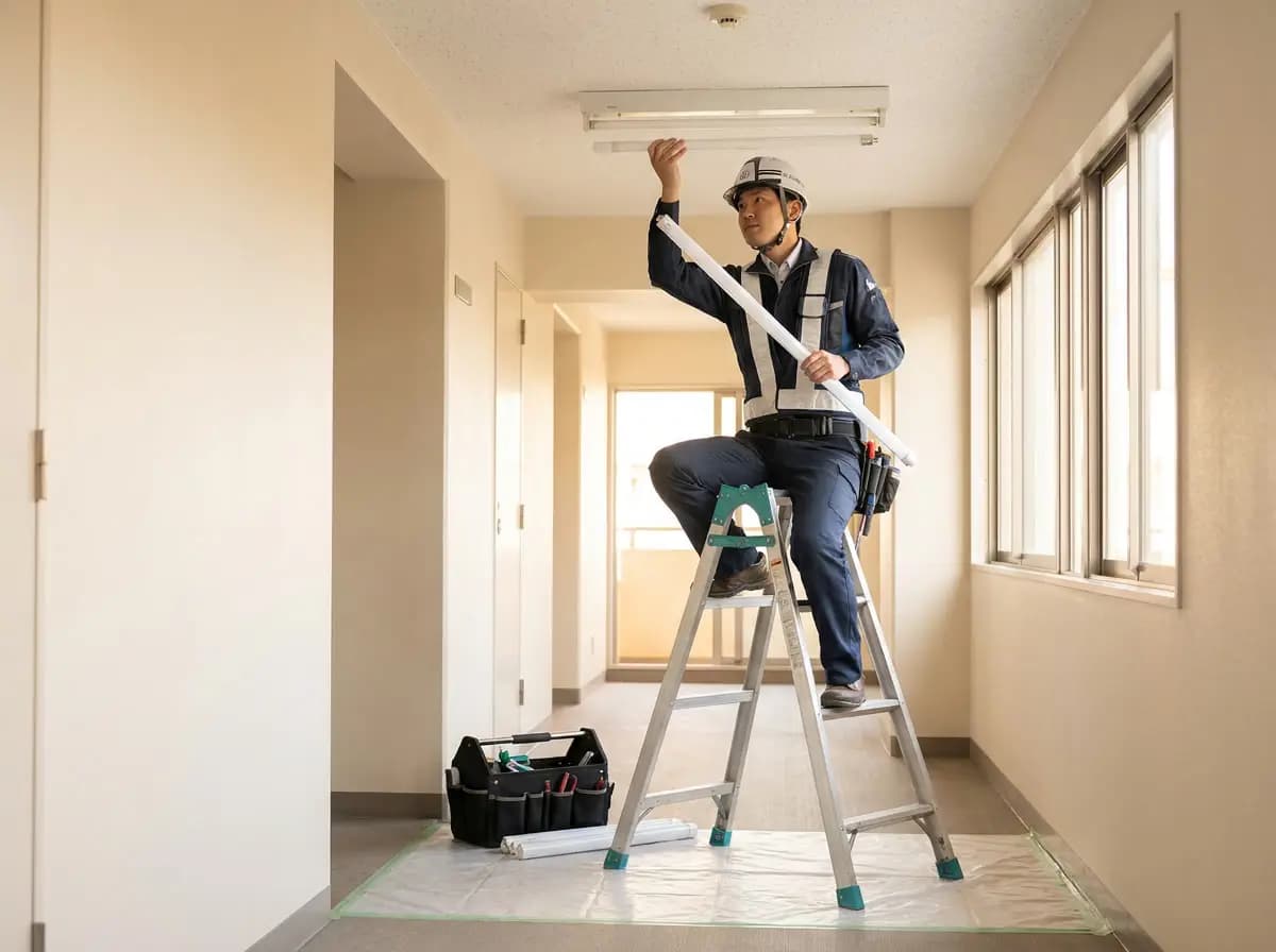 共用部蛍光灯のLED交換工事